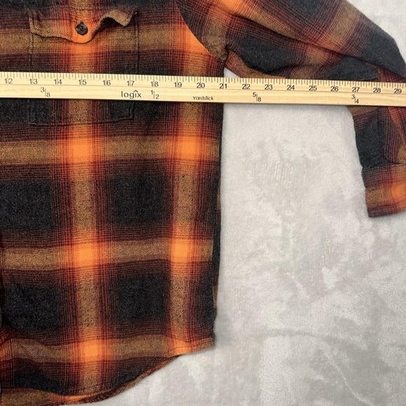 Old Navy Evermore Swiftie Orange Flannel Women's S Plaid Crop Boyfriend Shirt - Picture 7 of 12